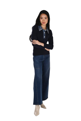 Frank Lyman Denim Collared Sweater