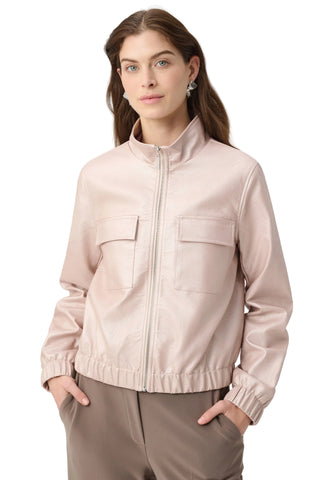 Joseph Ribkoff Metallic Leatherette Bomber Jacket