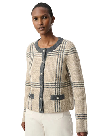 Joseph Ribkoff Plaid Straight-Fit Cardigan