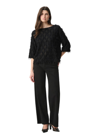 Joseph Ribkoff Boat Neck Fringe Sweater