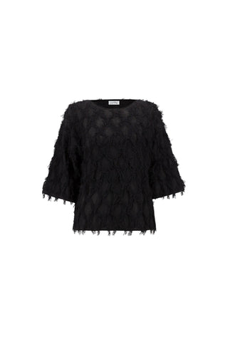 Joseph Ribkoff Boat Neck Fringe Sweater