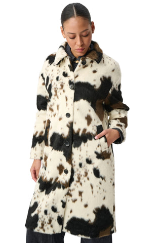 Joseph Ribkoff Faux Fur Cow Print Coat
