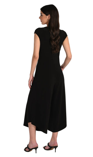 Woman wearing a black dress with 'Frank Lyman Montreal' branding on a white background