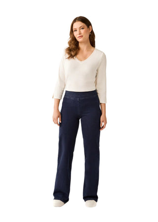 FDJ Pull on wide leg Beyond Denim Jean Dark Rinse Front