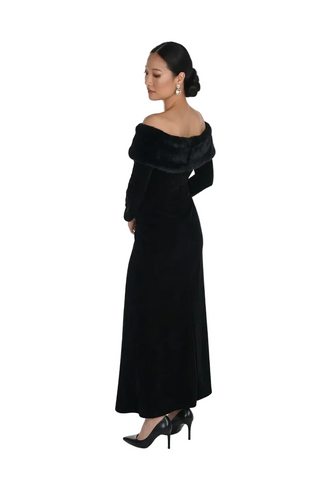 Frank Lyman Faux Fur Collar Gown