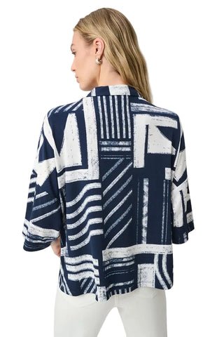 Joseph Ribkoff Geometric Zip Collar Top