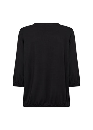 Black blouse with balloon sleeves on a white background