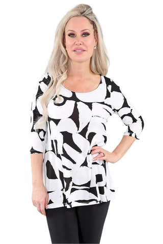 Michael Tyler 3/4 sleeve Geometric Print Top