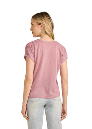 FDJ Short Sleeve Split Neck Top