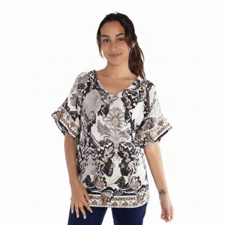 Amorosa Print Linen Top