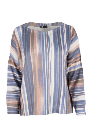 Striped long-sleeve top on a white background