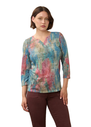 FDJ 3/4 Sleeve Notch Neck Top