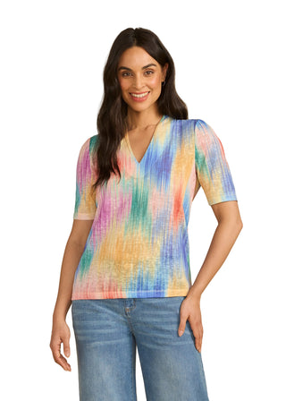 FDJ Notched V neck Tropical Top