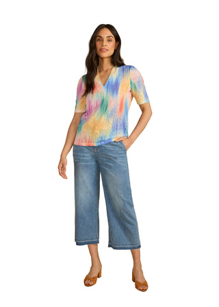 FDJ Notched V neck Tropical Top