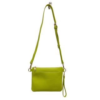 Green crossbody bag on a white background