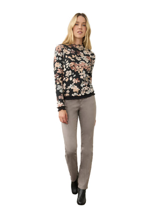 FDJ Ruffle Trimmed Mock Neck Top