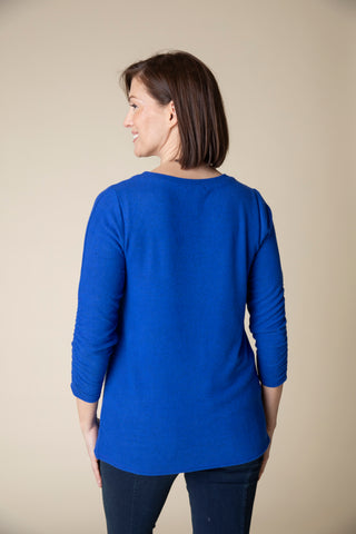 Ruched sleeve v neck Top