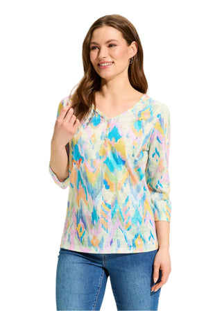 FDJ 3/4 Sleeve Notch Neck Top - Definitely