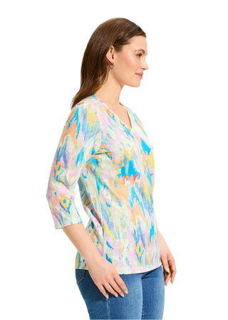 FDJ 3/4 Sleeve Notch Neck Top - Definitely