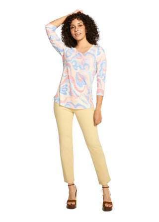 FDJ 3/4 Sleeve Scoop Neck Top - Groovy
