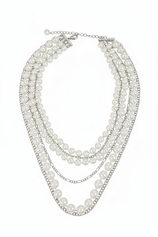 Merx Multi Strand Pearl & Chain Necklace