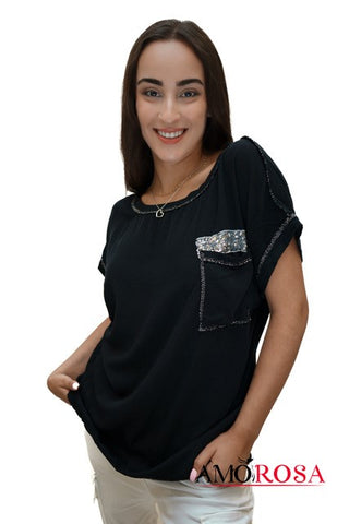 Amorosa Sequin Pocket T-shirt