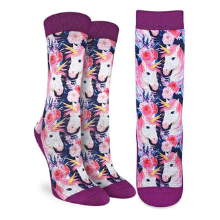 Good Luck Unicorns with flowers Socks