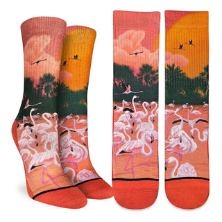 Good Luck Flamingos in the Sunset Socks