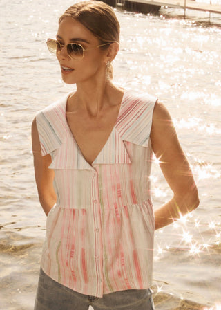 FDJ Wide Collared Sleeveless Shirt