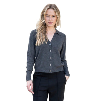 Marble Collared Cardigan Sweater