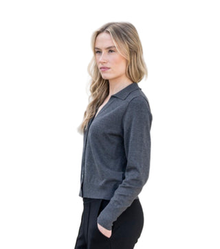 Marble Collared Cardigan Sweater