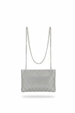 INZI Black Rhinestone Mesh Handbag
