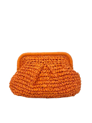 Orange woven pouch on a white background