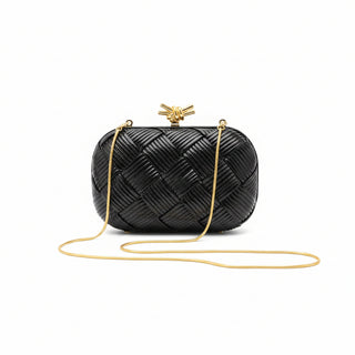 INZI Basket Weave Patent Clutch