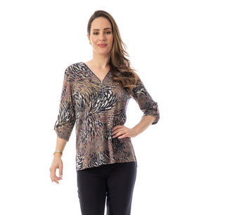 Bali Zipper Front Animal Print Top