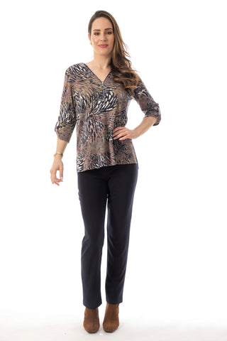 Bali Zipper Front Animal Print Top