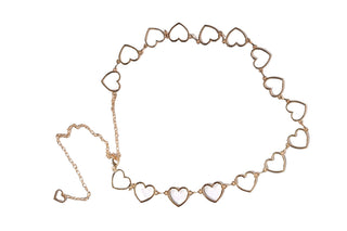 Gold heart-shaped necklace on a white background