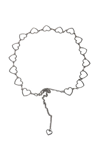 Silver heart-shaped bracelet on a white background