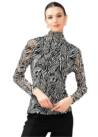 Alison Sheri Turtle neck mesh top