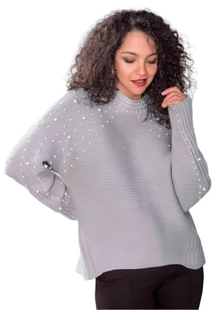 Alison Sheri mock neck Knit pearl sweater