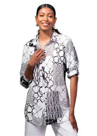 Alison Sheri Black/Grey Print Blouse