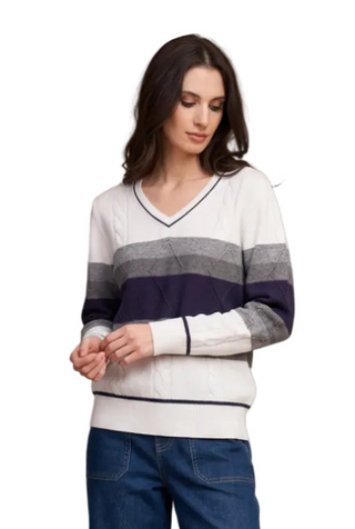 Alison Sheri V neck Striped Sweater