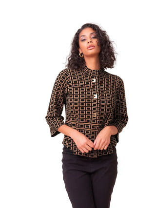 Alison Sheri Rectangle Print Cardigan