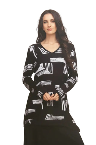 Alison Sheri V neck Tunic Sweater with Scarf