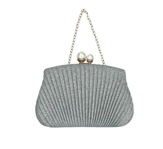 Crystale Shimmer Pleated Pearl Clutch