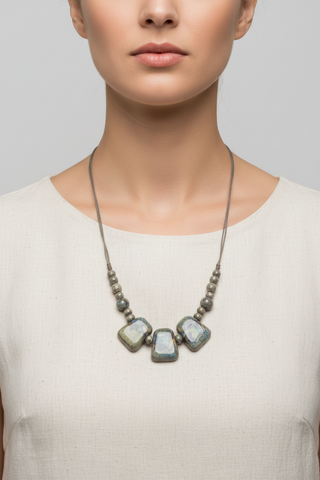 AquaLuxe Ceramic Beaded Necklace