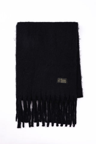 Black scarf with fringes on a white background