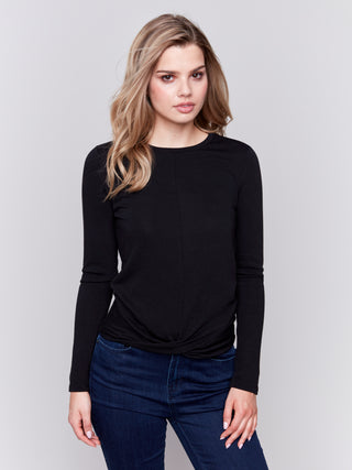 Charlie B soft jersey front knot top