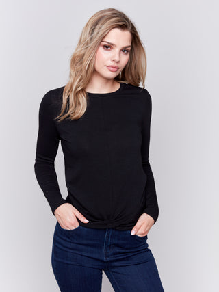 Charlie B soft jersey front knot top