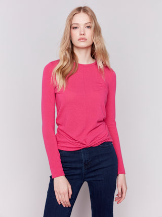 Charlie B soft jersey front knot top